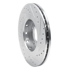 Mitsubishi Outlander Brake Rotor (1) - Front Left - R1 Concepts - Drilled & Slotted - Silver - `05-`22